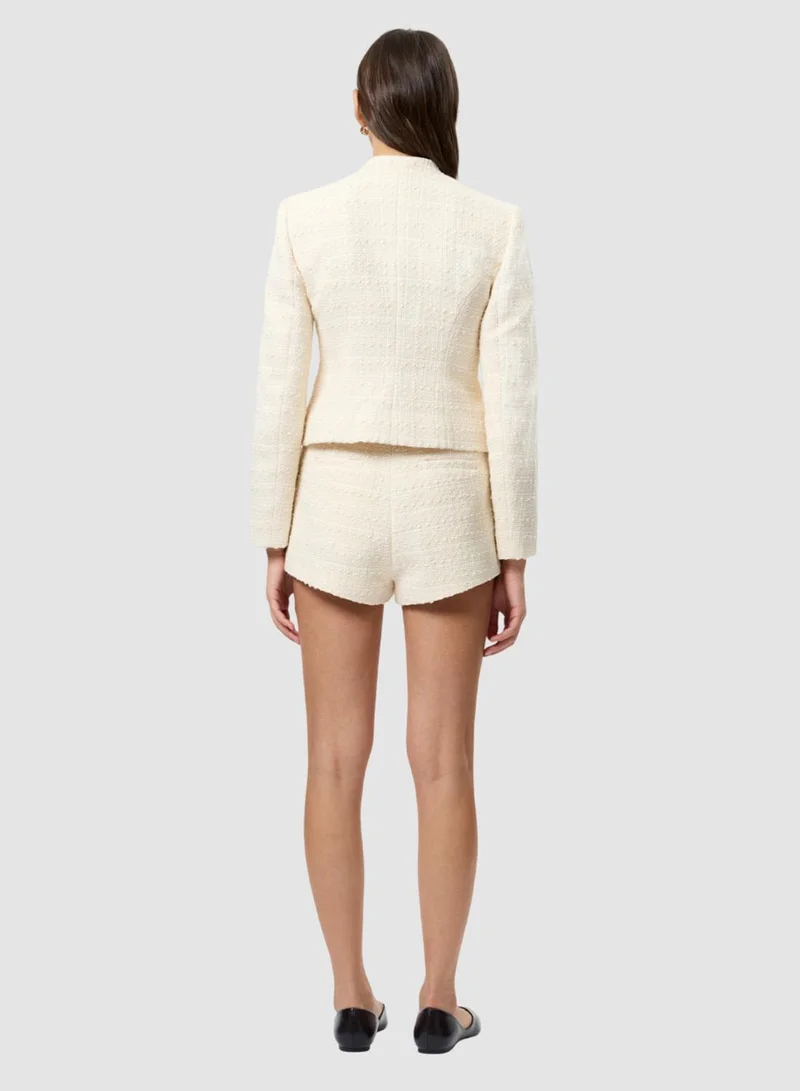 French Connection Ecru Structured Tweed Curved Shorts for Women | Best Price UAE